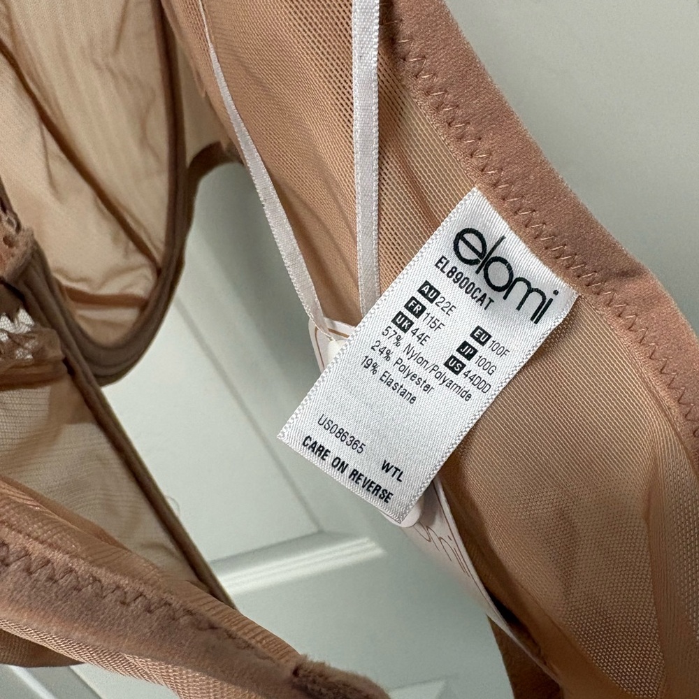 NWT Elomi Matilda Unlined Plunge Bra Tan Cafe 44 DDD Retails $75 - Picture 4 of 6